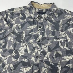 Roark Revival Mens XL Gray All Over Geometric Print Short Sleeve Button Shirt